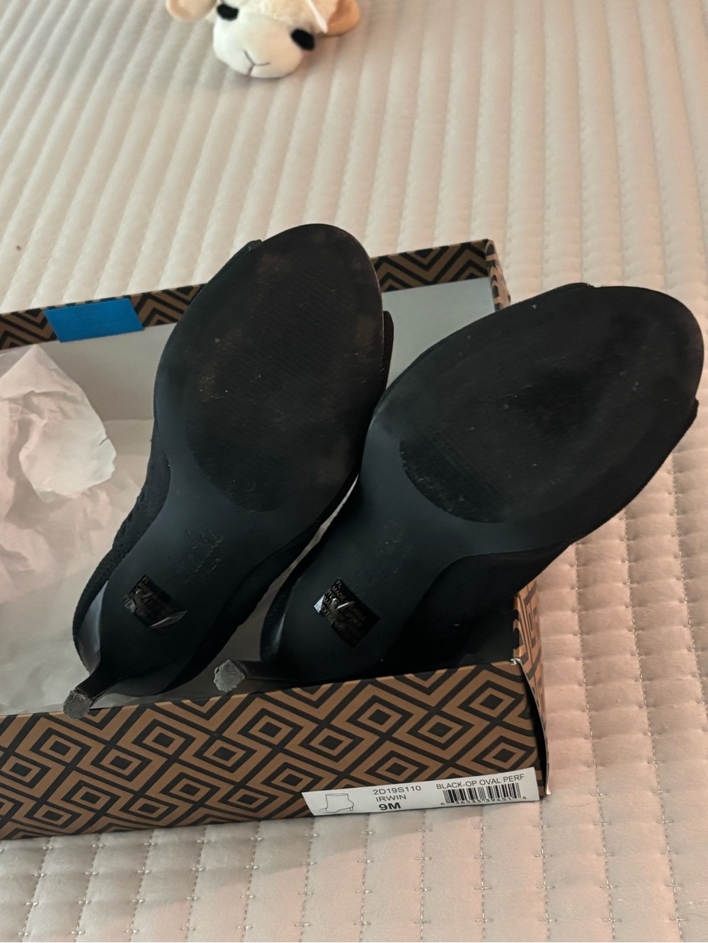 Charles David Black Peep-Toe Knit Stiletto Ankle Boots - Picture 5 of 5